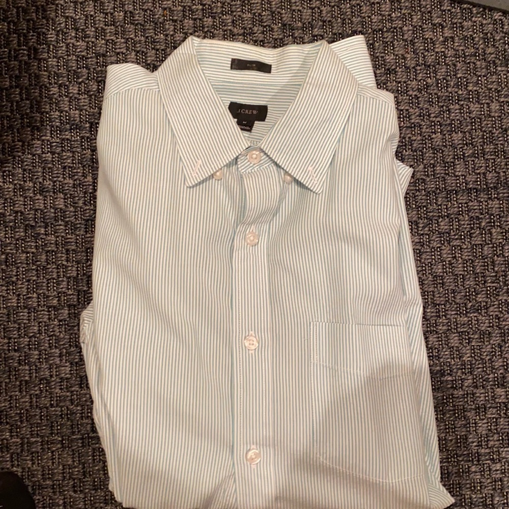 Jcrew green gingham stripe. Slim.